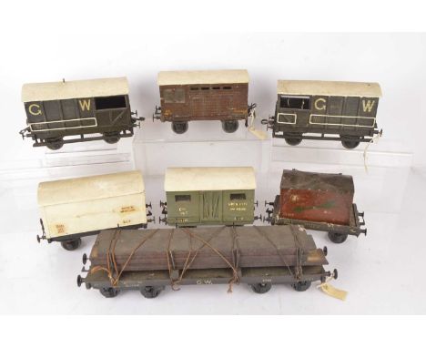 Vintage Coarse-scale Gauge 1 Goods Stock (7), of wooden construction and appearing to be scratch-built, and fitted with sprun