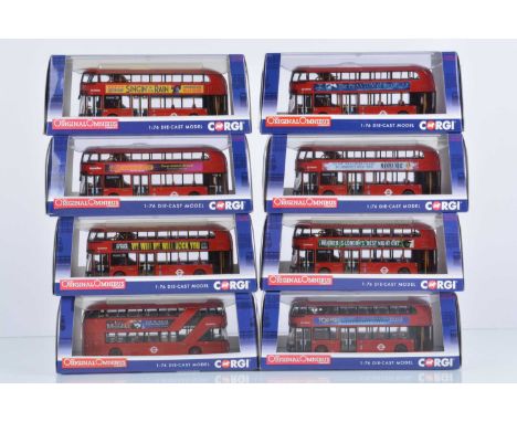 Corgi Original Omnibus 1:76 Scale New Bus For London West End Models (8), all cased with card sleeves, double deck New Routem