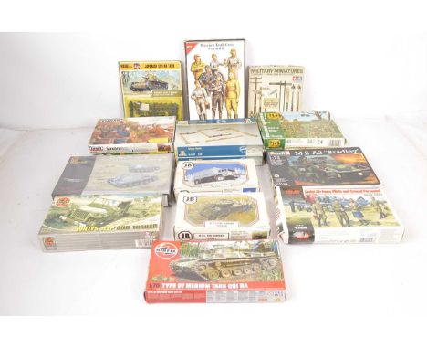 Various makers kits including WW2 Tanks Personnel Vehicles and walling and Viking and Saxon Figures, ICM 1:48 Soviet Air Forc