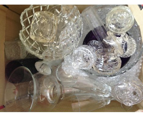 Misc Box Of Glass Ware, Vase, Trinkets, Bowls, Drinking Glasses etc