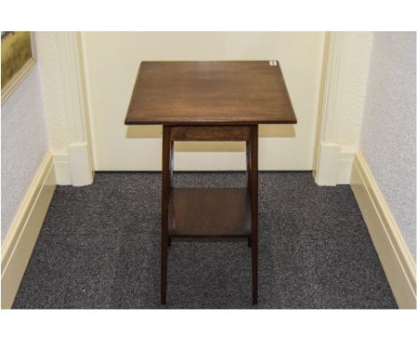 Early 20thC Mahogany Occasional Table, Square Top Raised On Square Tapering Legs With stretcher Shelf, Height 28 Inches, Top 