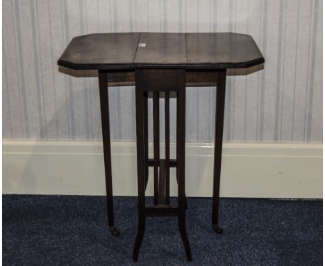 Small Victorian Mahogany Sutherland Table Raised On Square Tapering Legs With Ceramic Castors 
