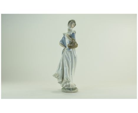 Lladro Nao Figure Depicting Flower Seller, Height 13 Inches