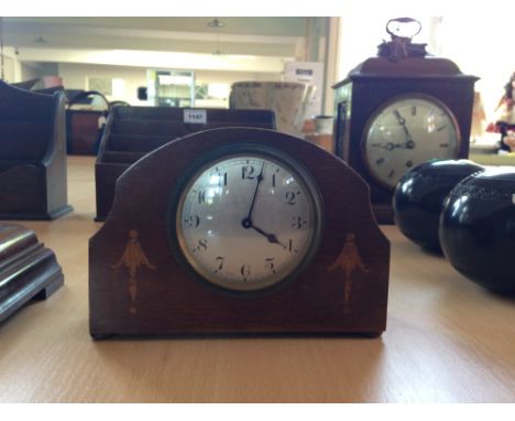 Edwardian Mahogany Cased Mantle Clock, Silvered Dial With Arabic Numerals.