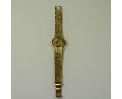 Tissot - Mechanical Wind 9ct Gold Ladies Wrist Watch with Integral 9ct Gold Mesh Bracelet. Fully Hallmarked for 1970's. Excel