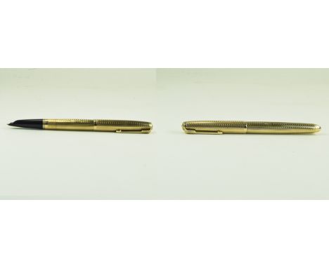 Parker 51 Quality 9ct Gold Cased Engine Turned Fountain Pen. c1960's. Fully Hallmarked London 1962. Excellent Condition. 
