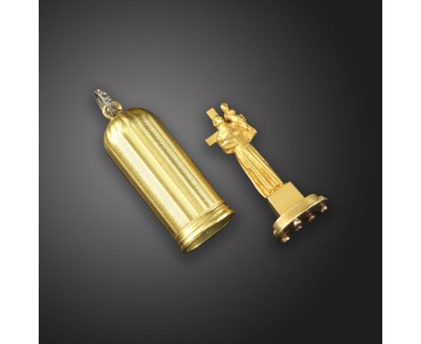 A French early 19th century devotional pendant by Jean Dampt, retailed by Cartier, designed as a reliquary, the case with eng