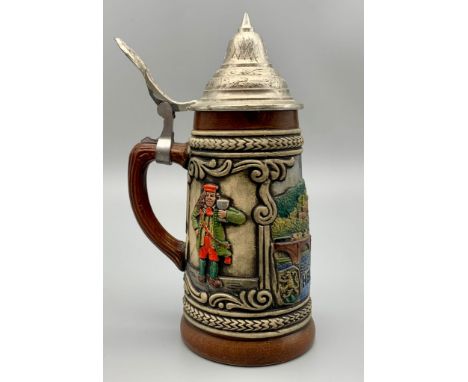 A GERZIT LIDDED BEER STEIN , CERAMIC WITH METAL LID AND "HEIDELBERG" ON THE FRONT. 6.5cms in height. 