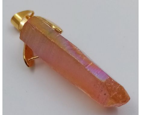 A Translucent Pink Titanium Pendant with Gold Plated Attachment. 3.5cm 