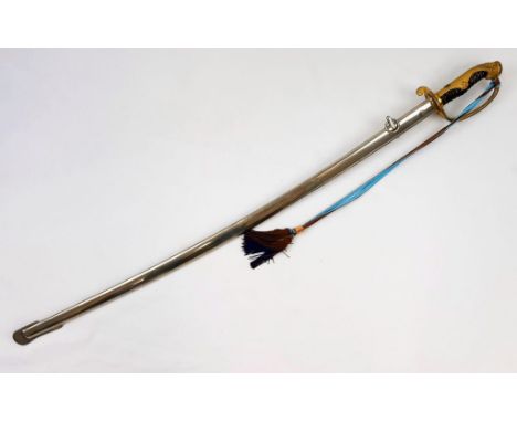 A World War 2 Japanese Naval Sword (Known as a Gunto) with the Family Crest of the owner at the time if issue. 96cm length 