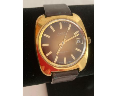 Fabulous vintage 1950/60?s AVIA Gentlemans wristwatch,having manual winding ,sweeping white Second hand, and date window . Ra