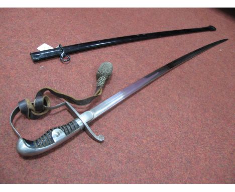 Mid XX Century German (Possibly Third Reich) Dress Sword, with sword knot, in its correct black steel scabbard.