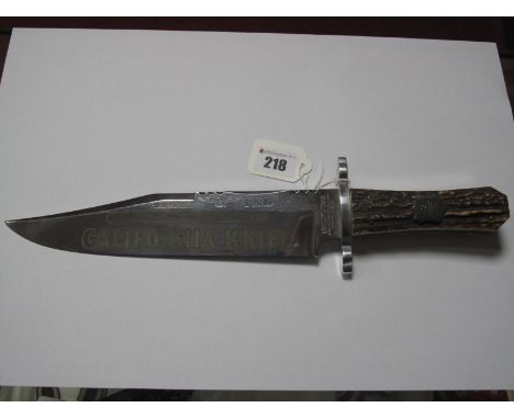 An American 'Hunters Companion' Bowie Knife by G. Wostenholm and Son, Washington, 9½ inch classic styled blade etched 'Califo