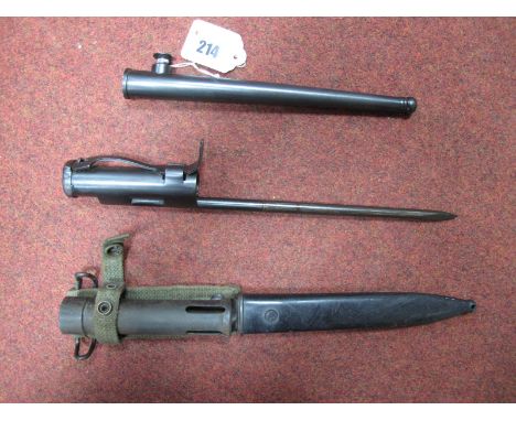 WWII British Sten Gun Bayonet, in its correct scabbard, plus another bayonet.