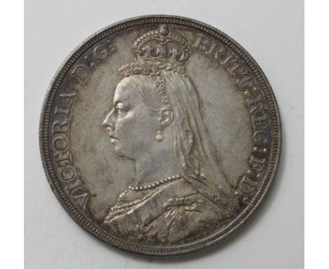 Crown 1887 toned EF, light scratch obv.