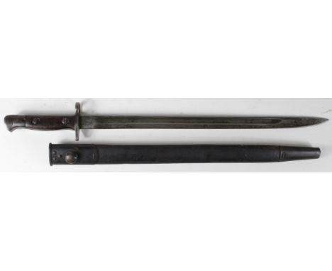 Scarce P07 SMLE British sword bayonet. Pommel stamped 'N' to denote issue to the Royal Navy. Made by Enfield in July 1915. In