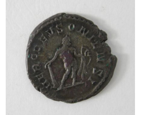 Postumus billon antoninianus, Cologne 260-265 A.D., reverse reads:- HERC DEVSONIENSI, Hercules standing right, resting on clu