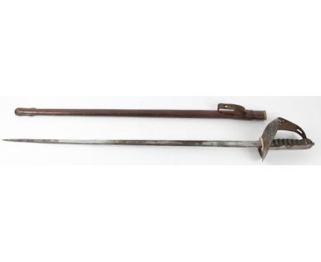 Sword 1897 pattern GRV Infantry officers by Wilkinson, London.  With badge of Devonshire regiment and owners initials F.W.B. 