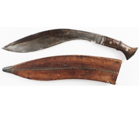 Great War Military Kukri blade 13.5" Ricasso marked 'Co I^G II 1917 No39'. Some staining to blade (no rust). In its leather s