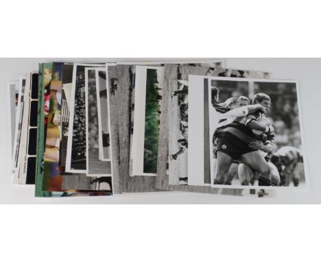 Rugby, Union & League, collection of press photos, 8 x 10 and smaller, mostly action shots, inc. France, England, Rob Andrew,