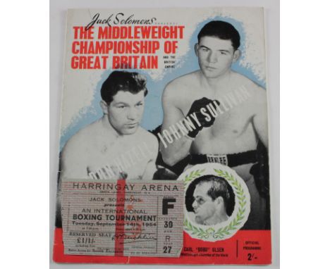 Boxing - Henry Cooper Programme for Boxing at Harringay Arena, rare collectors item as it was Henry Coopers first professiona