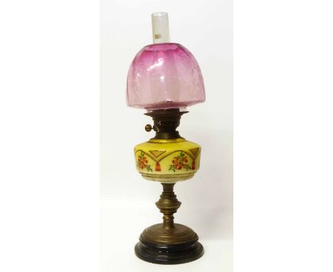 C1890 A French Brass Table Lamp with Vaseline Shade