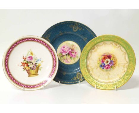 Royal Worcester plate by Freeman, another by Lockyer and one other English porcelain plate. No condition reports for this sal