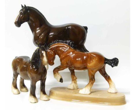 Beswick Spirit of earth on Ceramic Base, Burnham Beauty and one other shire horse. No condition reports for this sale.