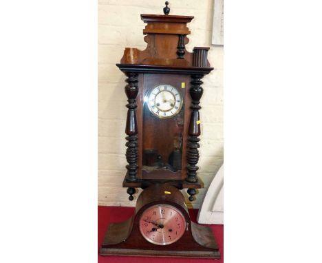 Victorian 8 day wall clock and oak case mantel clock No condition reports for this sale.