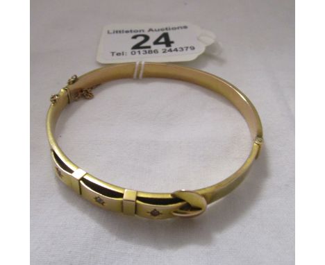 Victorian gold ruby &amp; diamond set bangle weighing Approx 10.4g