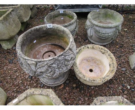 Stone pedestal planter and another
