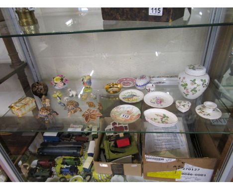 Shelf of china to include Wade, Wedgwood etc