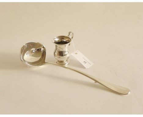 Chester silver Christening mug together with a good silver plated rat tail ladle (2) 