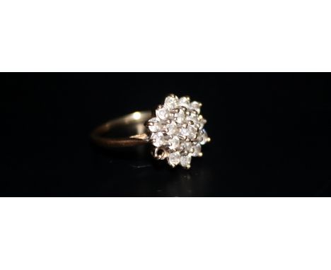 9ct Gold Cluster Ring Set With CZ Stones, Fully Hallmarked, One Stone Missing, Ring Size G 1/2 