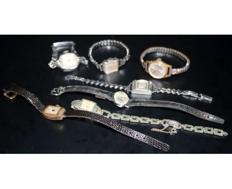 7 Ladies Wristwatches To Include Omega, Hermes, Ormo Marcasite Cocktail Watch, Timex, Jaquet-Droz, Lings Etc 