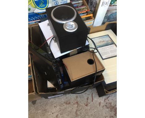 Box with music system and books etc. 