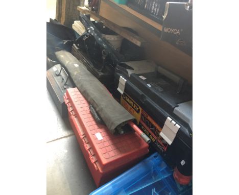 A large quantity of tools, drain rods, etc 