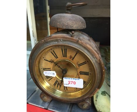 An old alarm wooden clock 