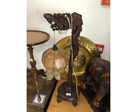 A Chinese carved lamp, height 70cm. 