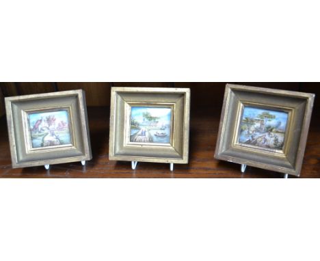 R. DetA set of three Dutch 19th century style Miniaturessigned, each measures 5.5cm x 6cm (3)