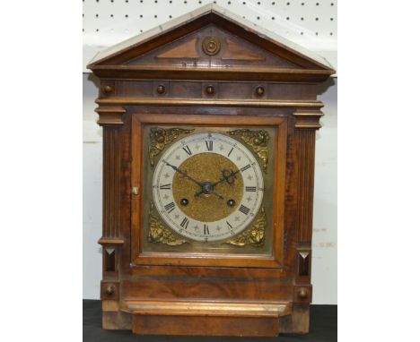 A Victorian walnut architectural bracket clock, c.1880