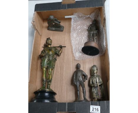 A collection of bronzed metal figures including army officers, centurions etc 