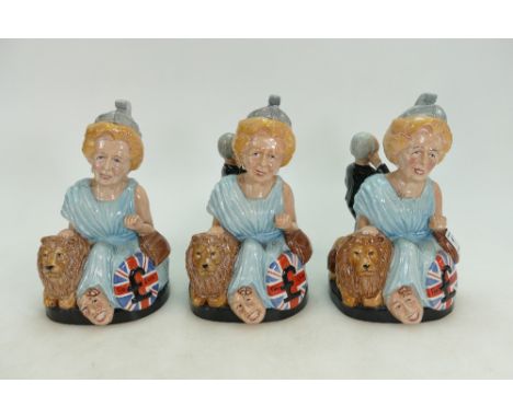 Lady Grace china limited edition character jugs titled Britannia Thatcher in light blue colourway.