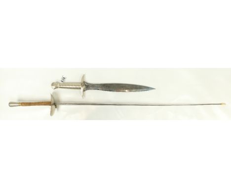 French fencing foil together with decorative Lord of The Rings type dagger (2