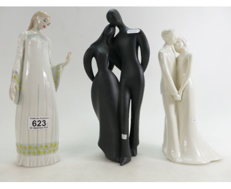 Royal Doulton Figures 'Secret Moment' HN3106, 'Lovers' HN2763 and Royal Worcester 'Happy Anniversary' (3).