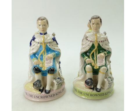 Peggy Davies limited edition ceramic figure of The Edward Wallace Jug in a turquoise and green colourway and a green and yell