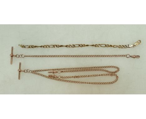 9ct Watch chain style rose gold necklace and bracelet together with curb link braclet 13.2 grams(3)