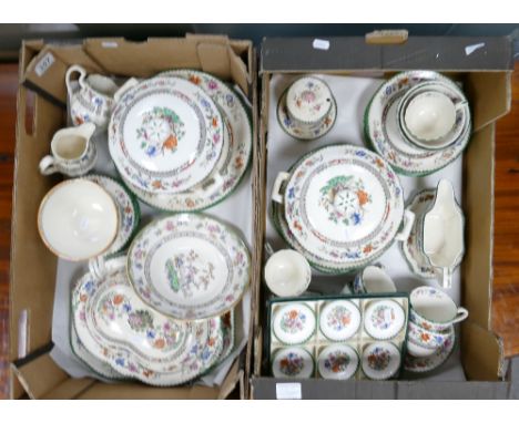 A collection of Copeland Spode Chinese Rose dinner and tea ware including tureen & covers, dish sets,  (2 trays, approx 60 pi