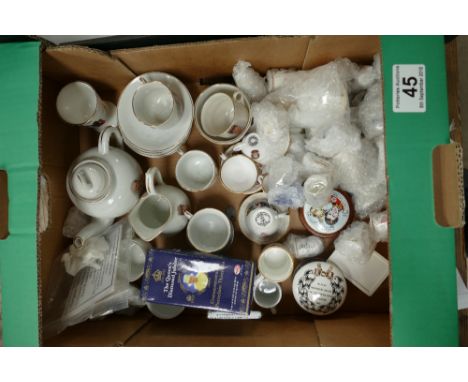 A mixed collection of ceramic items to include - miniature King Edward and Queen Alexandria miniature coffee set, together wi