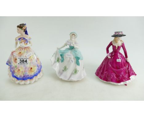 A Royal Worcester figurine Christina (boxed), Snowdrop (limited Edition) and a Royal Doulton figure Rosemary H/N3691 (3)